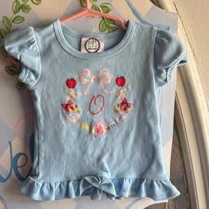 Blue Kids Shirt with Ruffle Hem